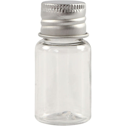 Plastic Jar with Screw - on Lid, H: 48mm, D: 23.5mm, 10 pcs, 13ml - Home - Crafts