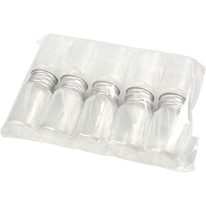 Plastic Jar with Screw - on Lid, H: 77mm, D: 45mm, 10 pcs, 100ml - Home - Crafts
