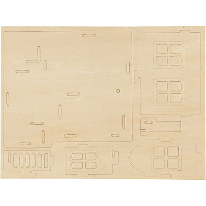 Plywood 3D Construction Kit Toys Children Decoration Crafts 19x17.5x15 cm - House With Terrace - Home - Crafts