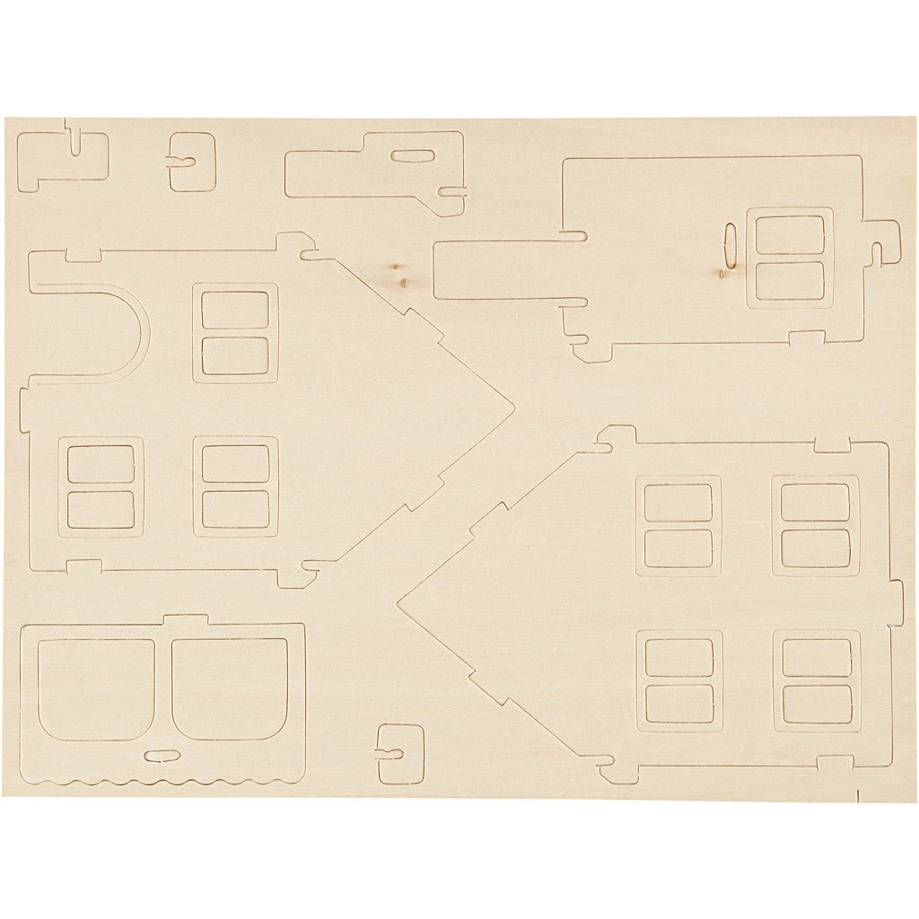 Plywood 3D Construction Kit Toys Children Decoration Crafts 22.5x16x17.5 cm - House With Veranda - Home - Crafts