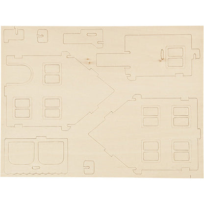 Plywood 3D Construction Kit Toys Children Decoration Crafts 22.5x16x17.5 cm - House With Veranda - Home - Crafts
