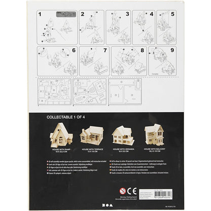 Plywood 3D Construction Kit Toys Children Decoration Crafts 22.5x17.5x20.5 cm - House With Ramp - Home - Crafts