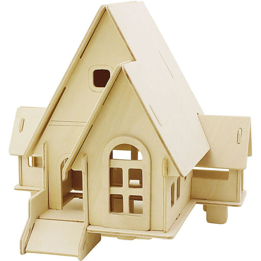 Plywood 3D Construction Kit Toys Children Decoration Crafts 22.5x17.5x20.5 cm - House With Ramp - Home - Crafts
