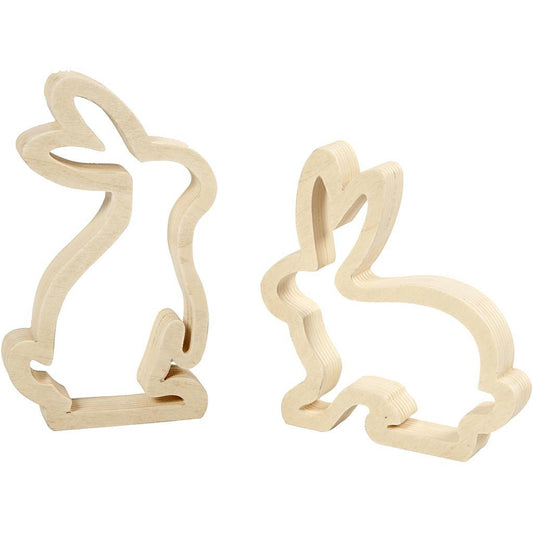 Plywood Assorted Bunnies Decoration Animals Figures Crafts H: 14 cm W: 13 cm - Home - Crafts
