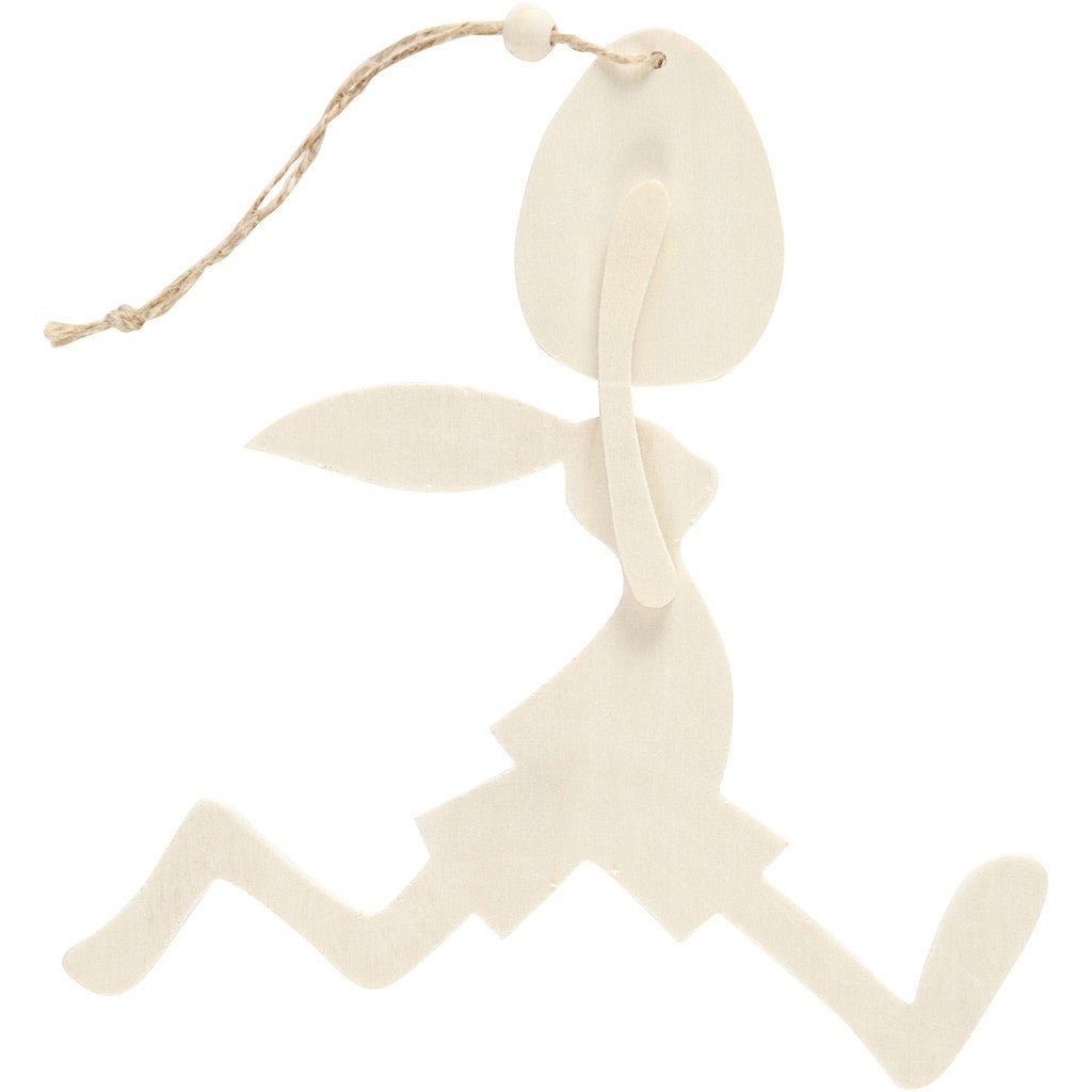 Plywood Bunny Egg With String Hanging Decoration Animals Figures Crafts H: 18 cm W: 17 cm - Home - Crafts