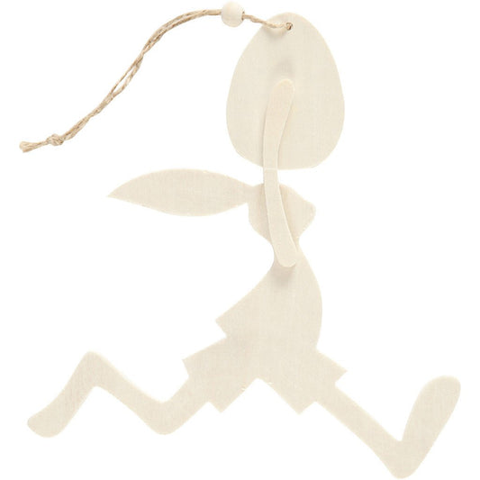 Plywood Bunny Egg With String Hanging Decoration Animals Figures Crafts H: 18 cm W: 17 cm - Home - Crafts