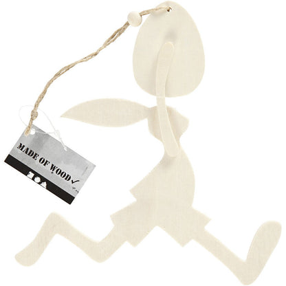 Plywood Bunny Egg With String Hanging Decoration Animals Figures Crafts H: 18 cm W: 17 cm - Home - Crafts