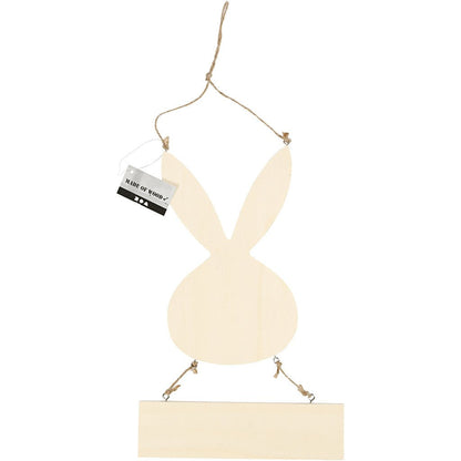 Plywood Bunny Sign With String Hanging Decoration Animals Crafts W: 19.2 cm H: 29.5 cm - Home - Crafts