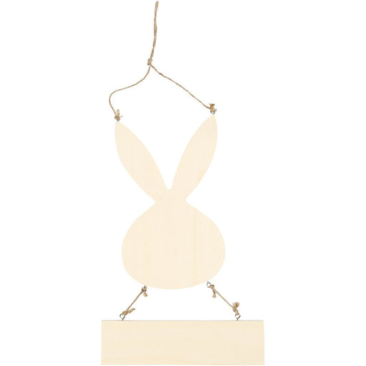 Plywood Bunny Sign With String Hanging Decoration Animals Crafts W: 19.2 cm H: 29.5 cm - Home - Crafts