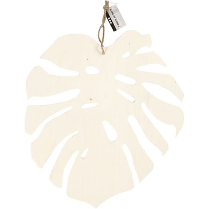 Plywood Carved Monstera Leaf With String Hanging Decoration Crafts W: 34 cm H: 35 cm - Home - Crafts