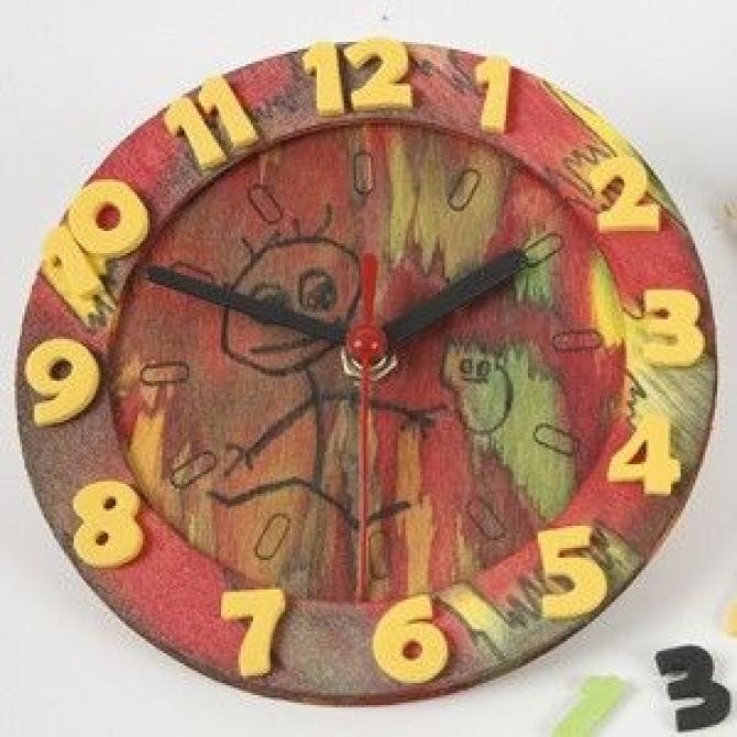 Plywood Clock With Wooden Frame For Wall Decoration 15 cm - Home - Crafts