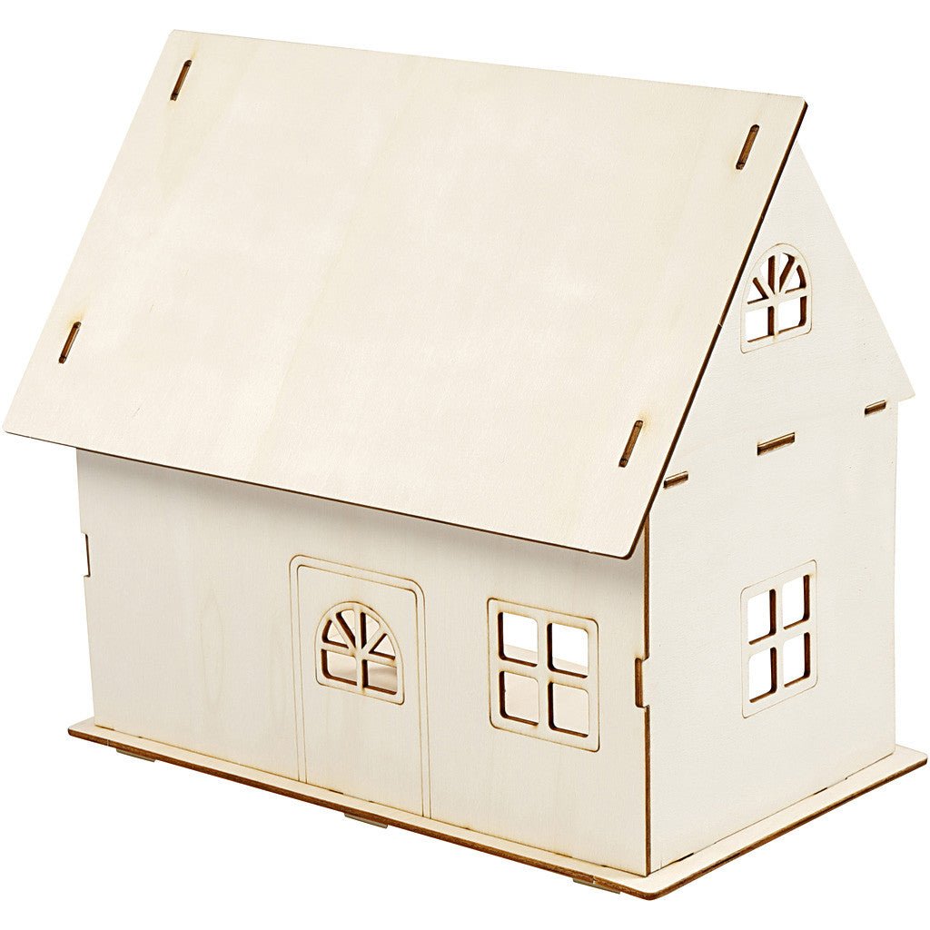 Plywood Doll House Construction Kit Toys Children Decoration Crafts 18x27x35 cm - Home - Crafts