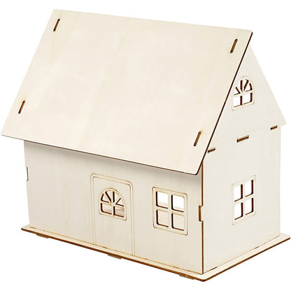 Plywood Doll House Construction Kit Toys Children Decoration Crafts 18x27x35 cm - Home - Crafts