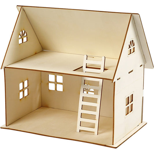 Plywood Doll House Construction Kit Toys Children Decoration Crafts 18x27x35 cm - Home - Crafts