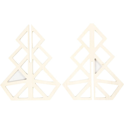 Plywood Geometric Design 3D Christmas Tree Decoration Crafts H: 20 cm W: 16 cm - Home - Crafts