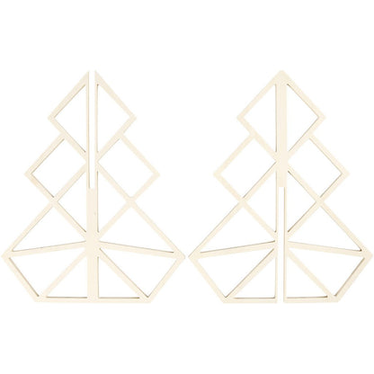 Plywood Geometric Design 3D Christmas Tree Decoration Crafts H: 40 cm W: 32 cm - Home - Crafts
