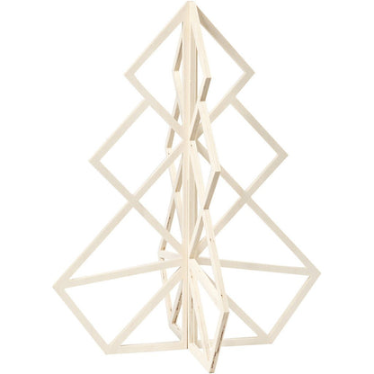 Plywood Geometric Design 3D Christmas Tree Decoration Crafts H: 60 cm W: 48 cm - Home - Crafts