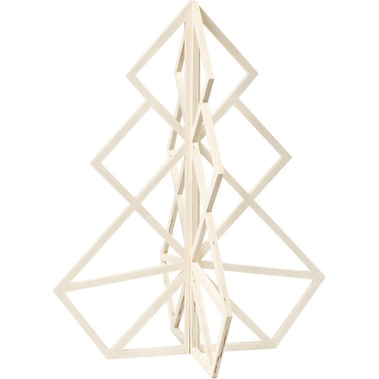 Plywood Geometric Design 3D Christmas Tree Decoration Crafts H: 60 cm W: 48 cm - Home - Crafts
