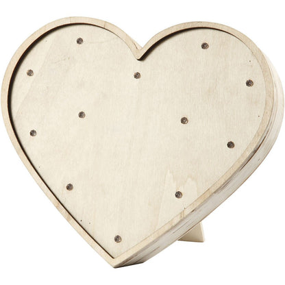 Plywood Heart Shaped Light Box With 12 Small Bulbs Decoration Crafts H: 21 cm W: 23.5 cm - Home - Crafts
