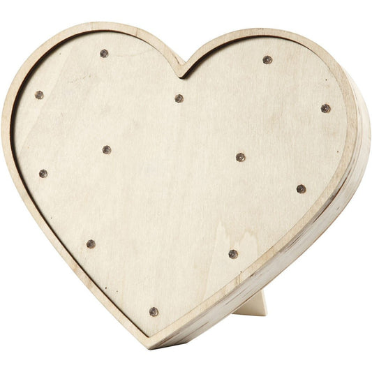 Plywood Heart Shaped Light Box With 12 Small Bulbs Decoration Crafts H: 21 cm W: 23.5 cm - Home - Crafts