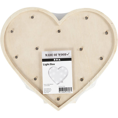 Plywood Heart Shaped Light Box With 12 Small Bulbs Decoration Crafts H: 21 cm W: 23.5 cm - Home - Crafts
