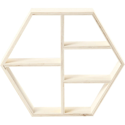 Plywood Hexagonal Frame Shelf Home Furnishings Decorations Crafts 28.5x25x5 cm - Home - Crafts