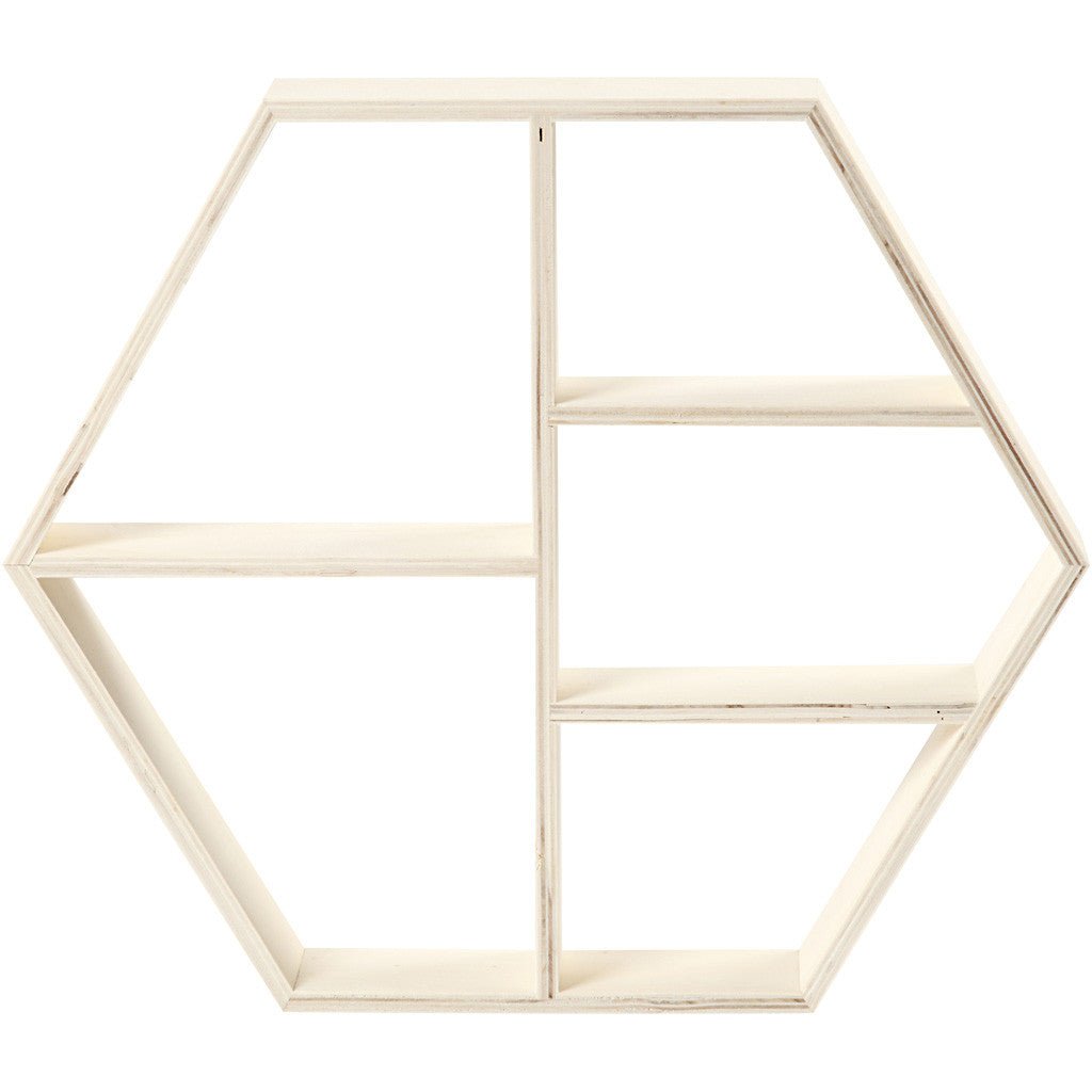 Plywood Hexagonal Frame Shelf Home Furnishings Decorations Crafts 38.5x33.5x5 cm - Home - Crafts