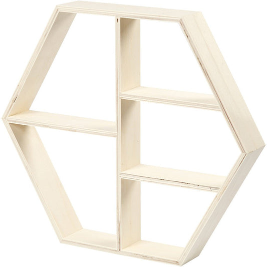 Plywood Hexagonal Frame Shelf Home Furnishings Decorations Crafts 38.5x33.5x5 cm - Home - Crafts