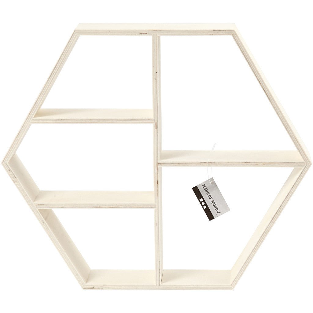 Plywood Hexagonal Frame Shelf Home Furnishings Decorations Crafts 38.5x33.5x5 cm - Home - Crafts