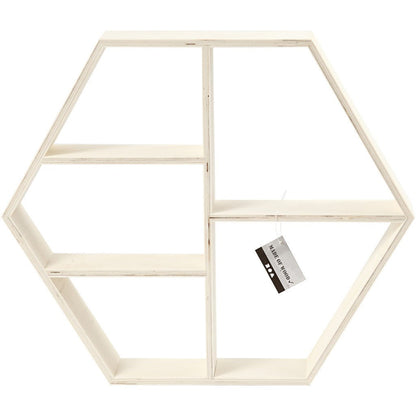 Plywood Hexagonal Frame Shelf Home Furnishings Decorations Crafts 38.5x33.5x5 cm - Home - Crafts