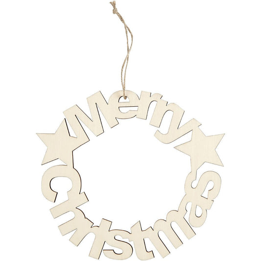 Plywood Merry Christmas Motif With String Hanging Decoration Crafts D: 22 cm - Home - Crafts