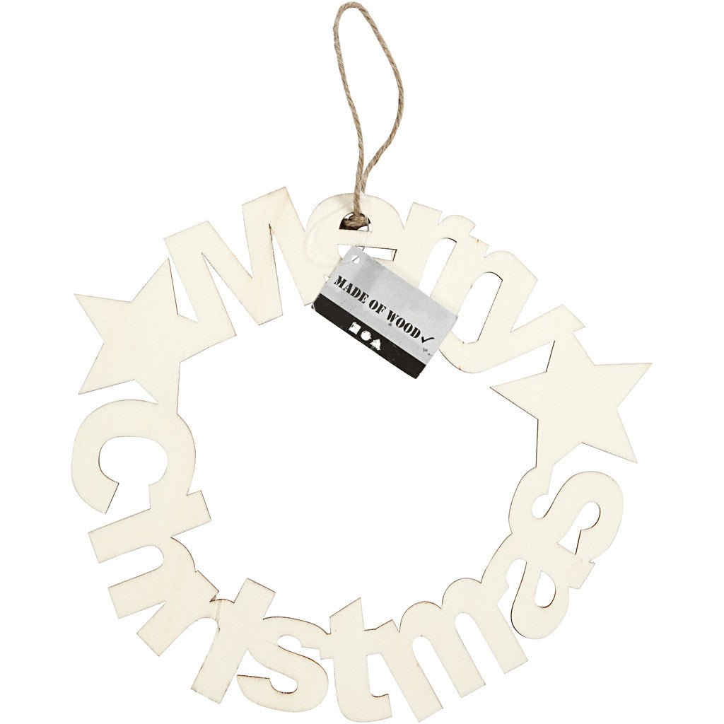 Plywood Merry Christmas Motif With String Hanging Decoration Crafts D: 22 cm - Home - Crafts