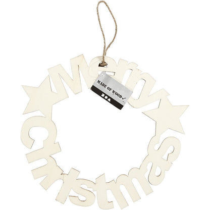 Plywood Merry Christmas Motif With String Hanging Decoration Crafts D: 22 cm - Home - Crafts