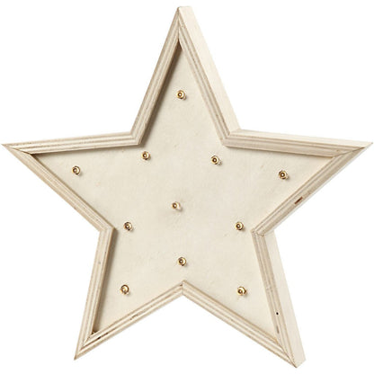 Plywood Star Shaped Light Box With 11 Small Bulbs Decoration Crafts H: 26 cm D: 3.5 cm - Home - Crafts