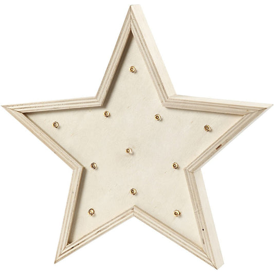Plywood Star Shaped Light Box With 11 Small Bulbs Decoration Crafts H: 26 cm D: 3.5 cm - Home - Crafts