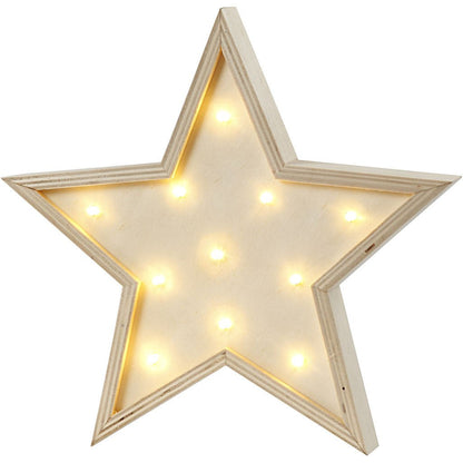 Plywood Star Shaped Light Box With 11 Small Bulbs Decoration Crafts H: 26 cm D: 3.5 cm - Home - Crafts