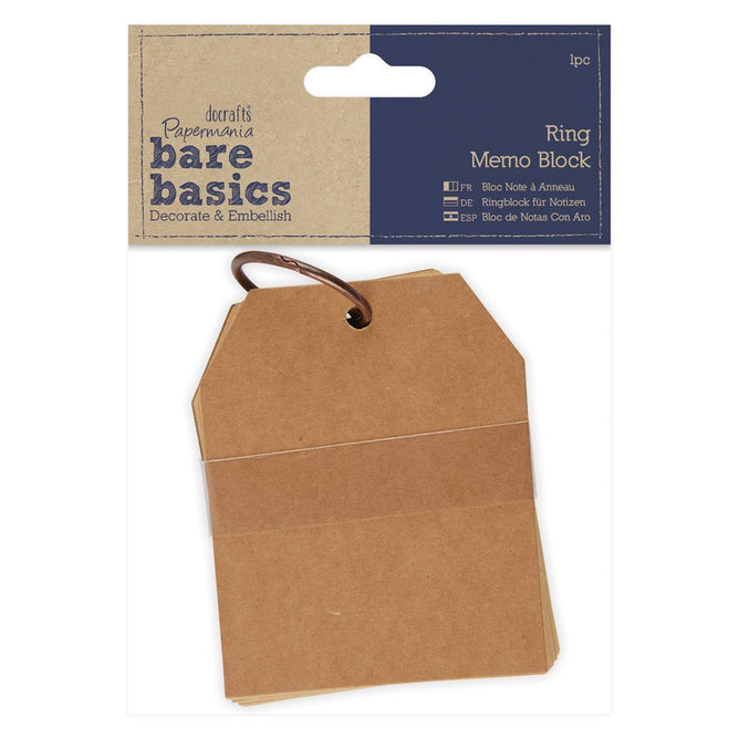 Papermania Bare Basics Memo Blocks With Ring Brown Note Making Scrapbooking Crafts