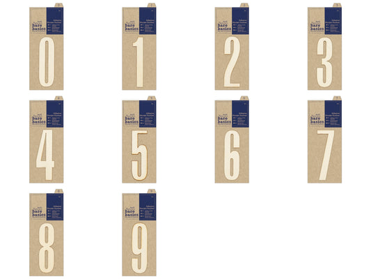 Papermania Bare Basics Adhesive Wooden Numbers (0 - 9) Decoration Scrapbooking Crafts 10cm