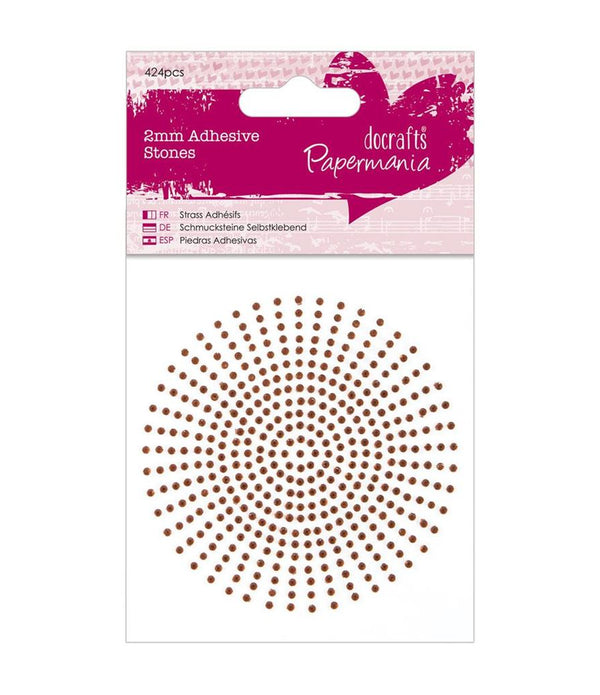 424 x Papermania 2mm Bronze Adhesive Stones Scrapbooking Jewellery Making Crafts