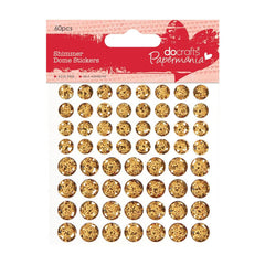 60 x Papermania Gold Shimmer Dome Stickers Scrapbooking Embellishments Crafts