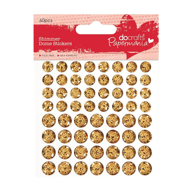 60 x Papermania Gold Shimmer Dome Stickers Scrapbooking Embellishments Crafts