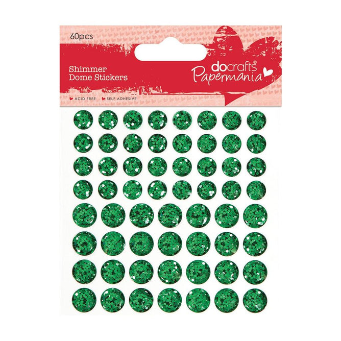 60 x Papermania Green Shimmer Dome Stickers Scrapbooking Embellishments Crafts