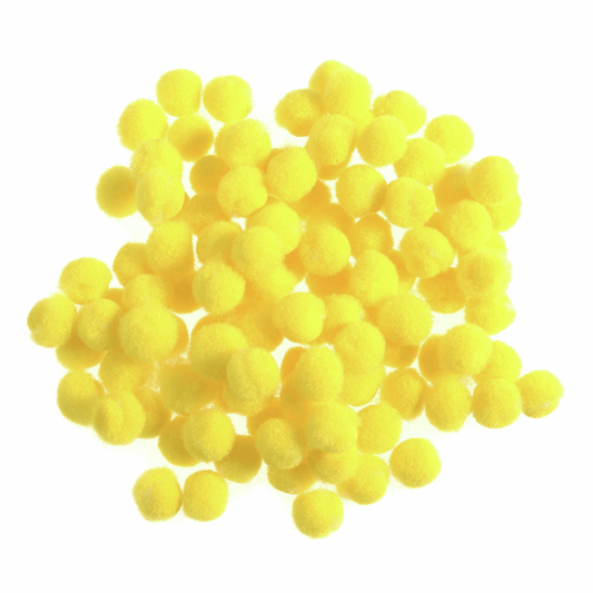 Pom Poms Solid Colour: Yellow : 0.7cm| 100 Pack Decorative Festive Craft Tools