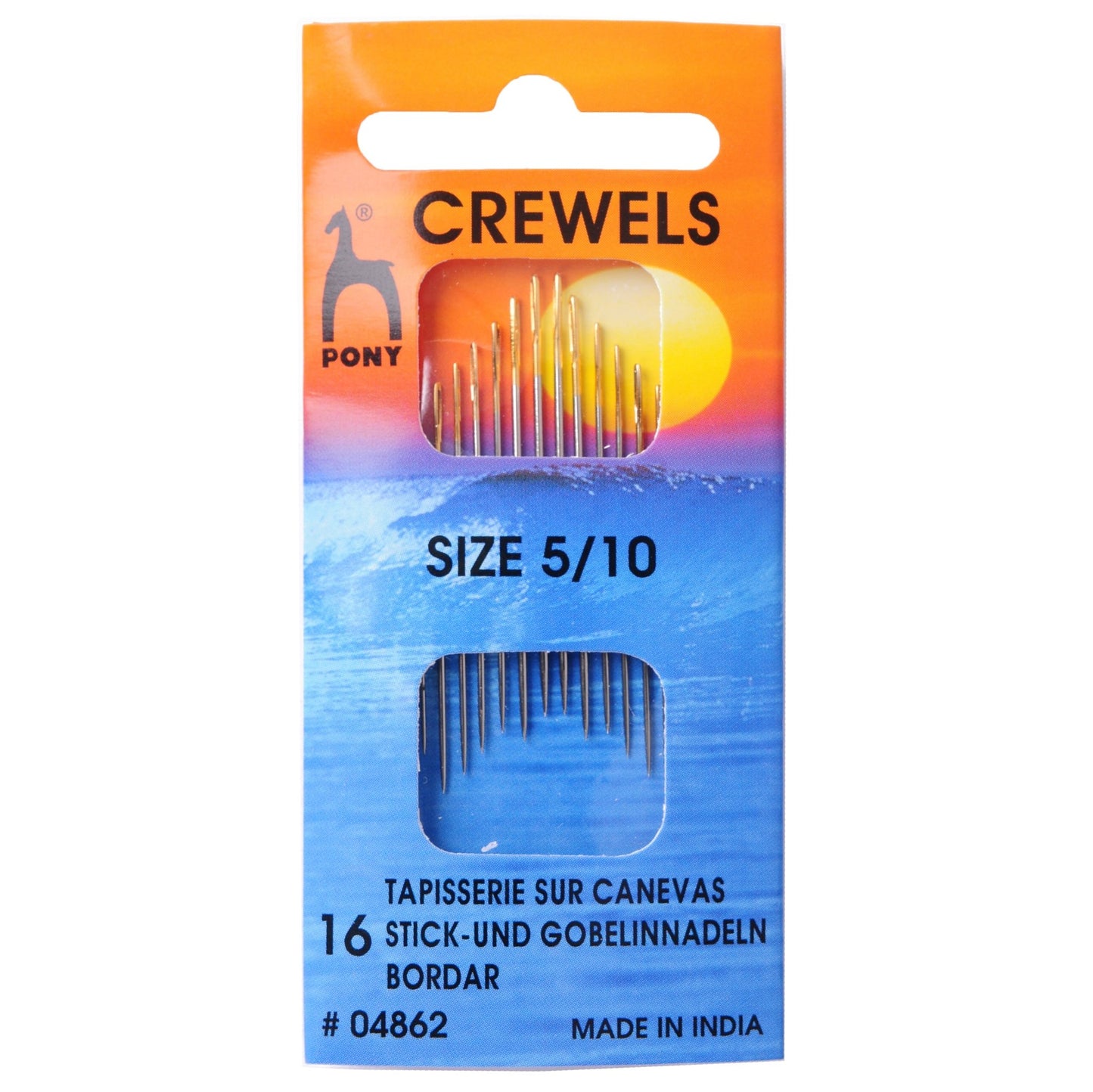 Pony Crewels Long Gold Eye Hand Sewing Needles Embroidery Crafts - Select Size