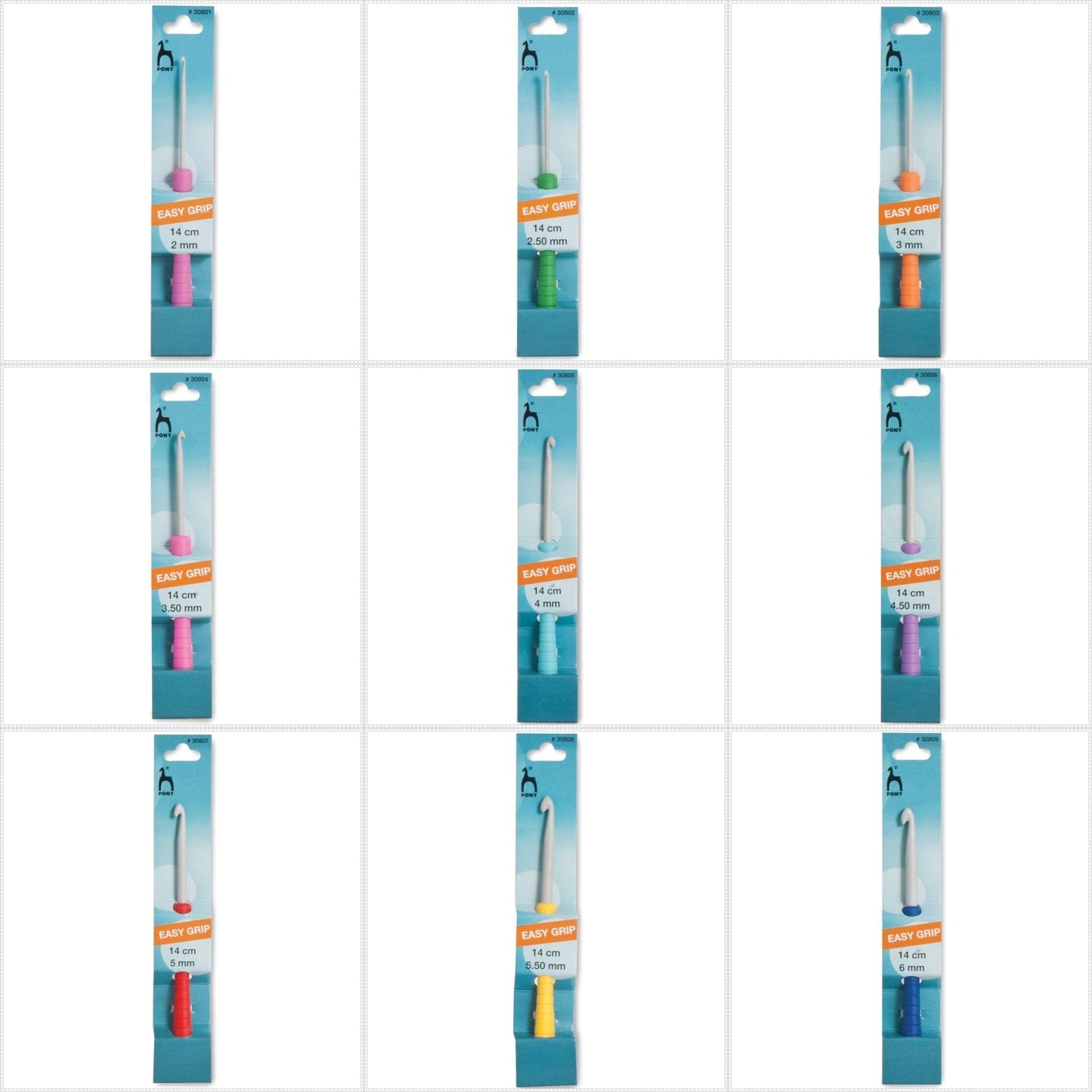 Pony Easy Grip Crochet Hook With Colour Coded Handle Crafts 14cm - Select Size - Home - Crafts