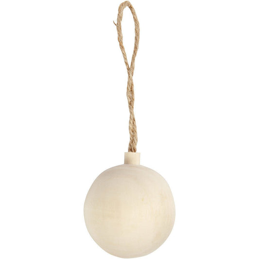 Poplar Wood Christmas Ball Ornament With String Hanging Decoration Crafts D: 4.8 cm - Home - Crafts