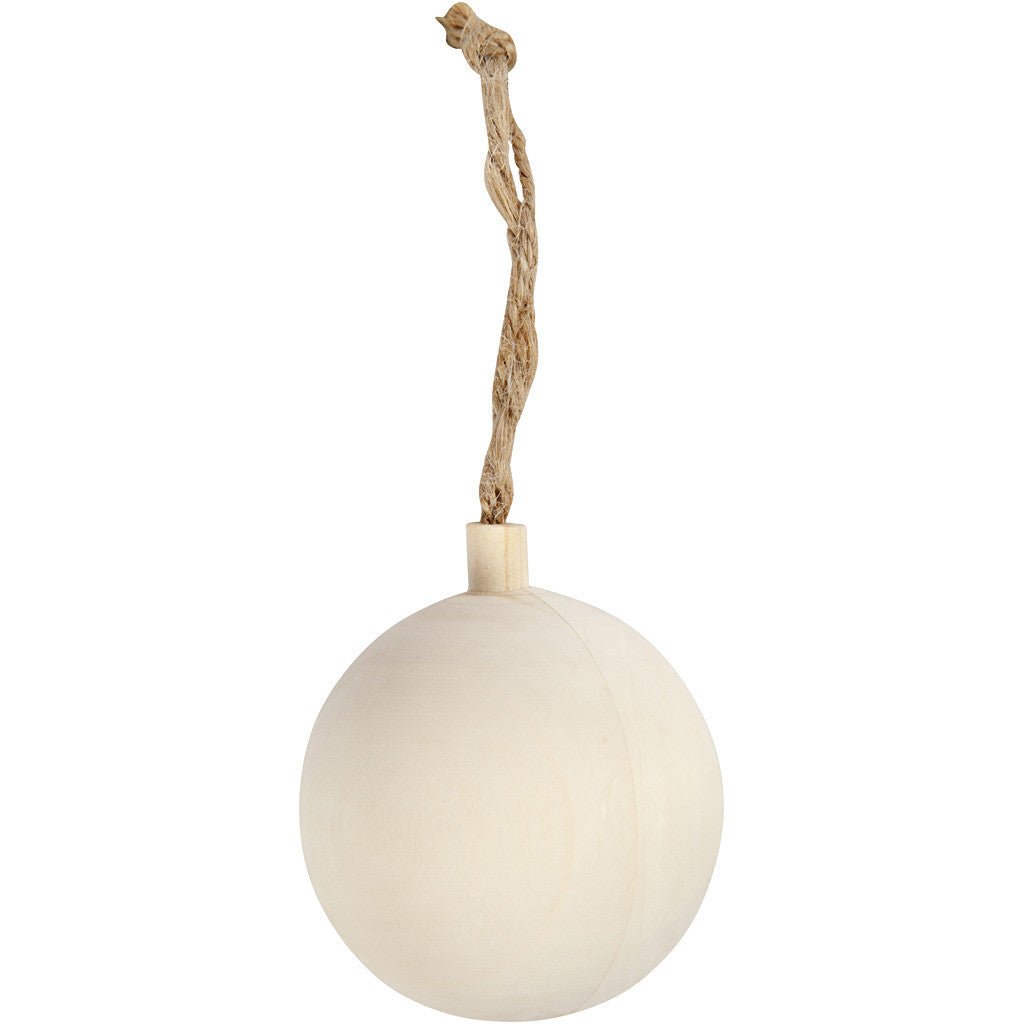 Poplar Wood Christmas Ball Ornament With String Hanging Decoration Crafts D: 5.5 cm - Home - Crafts