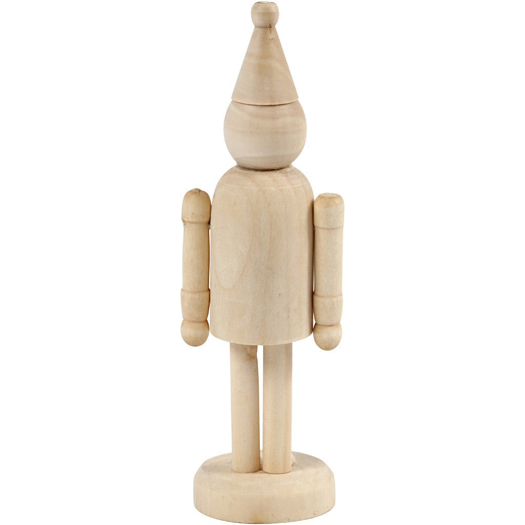 Poplar Wood Decoration Figure With Moving Hands Conical Hat Crafts H: 13 cm - Home - Crafts