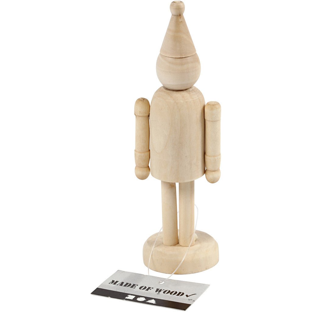 Poplar Wood Decoration Figure With Moving Hands Conical Hat Crafts H: 13 cm - Home - Crafts
