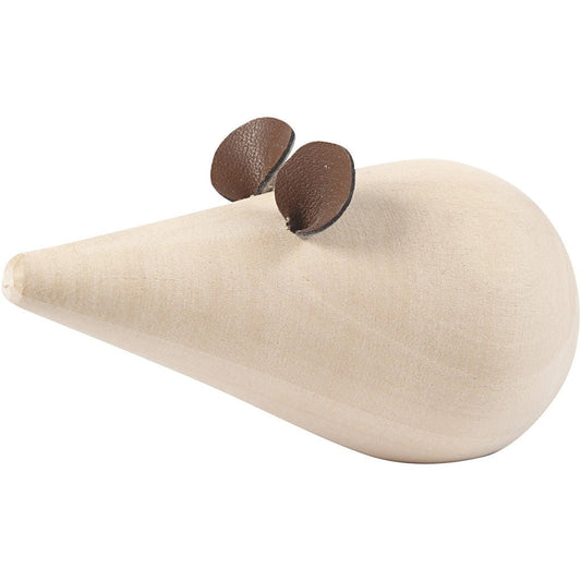Poplar Wood Mouse With Flat Bottom Decoration Crafts L: 10 cm D: 5.5 cm - Home - Crafts
